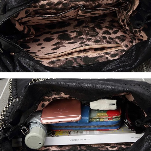 👜Distressed vegan Leather Paris camel chain foldable Fashion bag - Picture 10 of 12